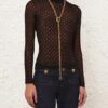 Lace Knit Turtleneck Sweater Black Online
