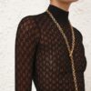 Lace Knit Turtleneck Sweater Black Online
