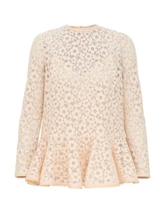 Lace Peplum Blouse Cream Online