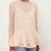 Lace Peplum Blouse Cream Online