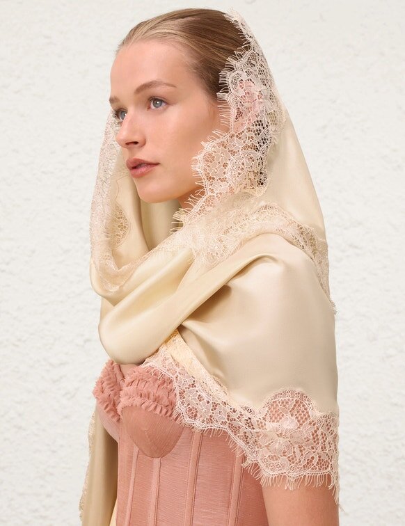 Lace Silk Stole Cream Online Lace Silk Stole Cream Online