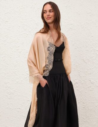 Lace Silk Stole Peach Online