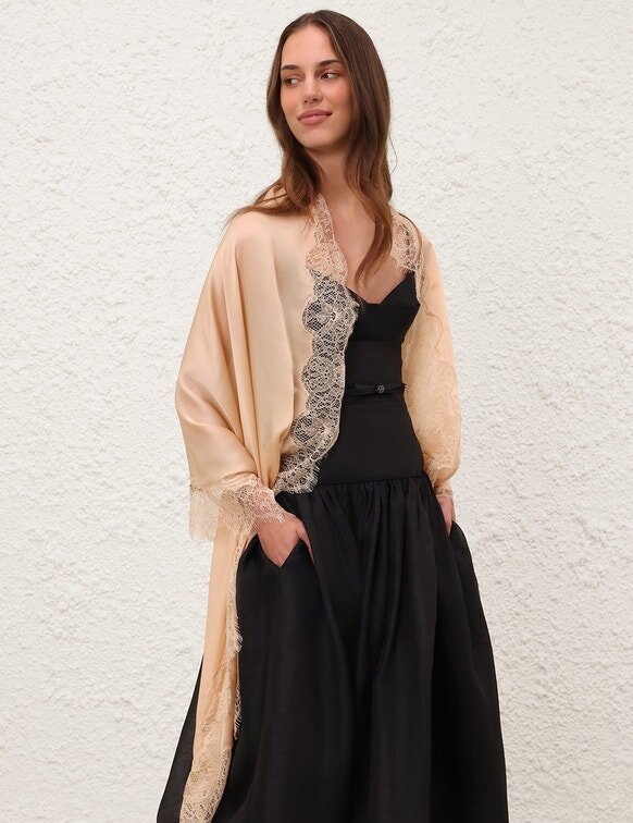 Lace Silk Stole Peach Online Lace Silk Stole Peach Online