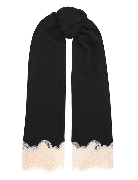 Lace Wool Stole Black Online Lace Wool Stole Black Online