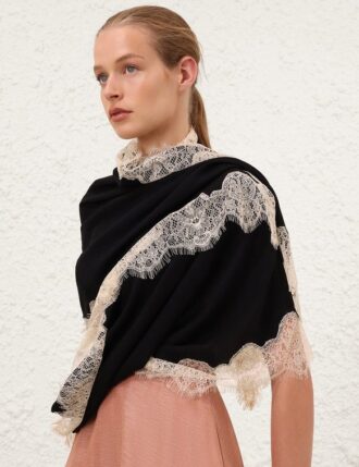 Lace Wool Stole Black Online