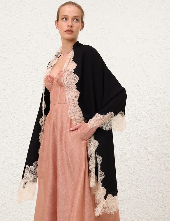 Lace Wool Stole Black Online Lace Wool Stole Black Online