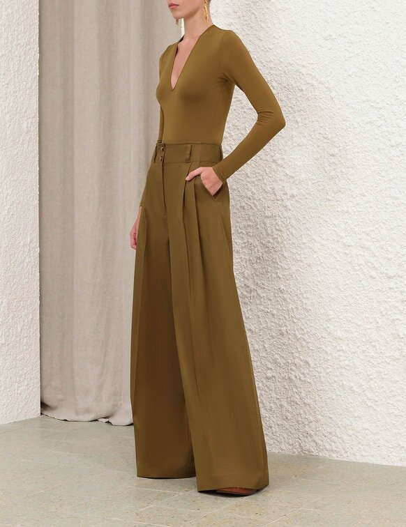 Long Sleeved Bodysuit Khaki Online Long Sleeved Bodysuit Khaki Online