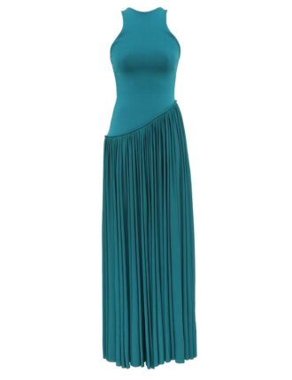 Luna Asymmetric Jersey Dress Teal Online