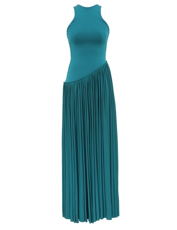 Luna Asymmetric Jersey Dress Teal Online Luna Asymmetric Jersey Dress Teal Online