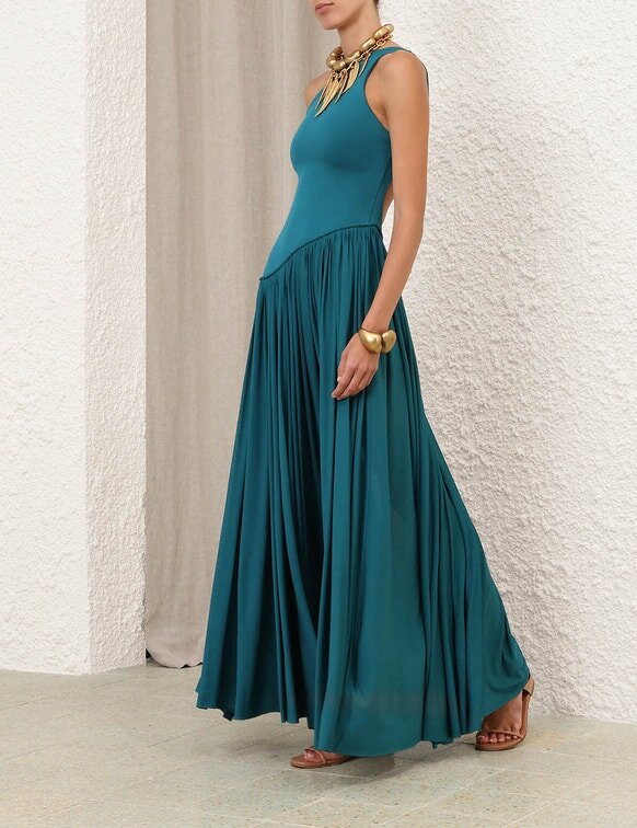 Luna Asymmetric Jersey Dress Teal Online Luna Asymmetric Jersey Dress Teal Online