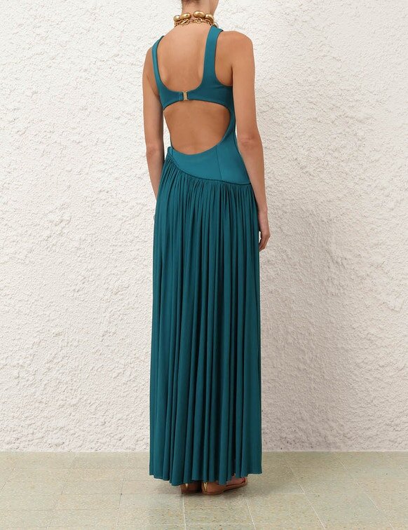 Luna Asymmetric Jersey Dress Teal Online Luna Asymmetric Jersey Dress Teal Online