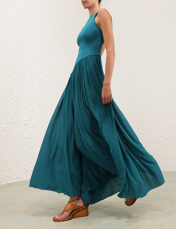 Luna Asymmetric Jersey Dress Teal Online Luna Asymmetric Jersey Dress Teal Online