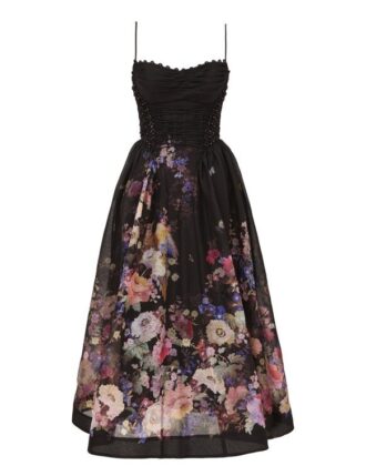 Luna Beaded Picnic Dress Black Multi Floral Online