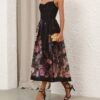 Luna Beaded Picnic Dress Black Multi Floral Online Luna Beaded Picnic Dress Black Multi Floral Online