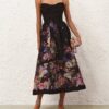 Luna Beaded Picnic Dress Black Multi Floral Online Luna Beaded Picnic Dress Black Multi Floral Online