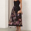 Luna Beaded Picnic Dress Black Multi Floral Online Luna Beaded Picnic Dress Black Multi Floral Online