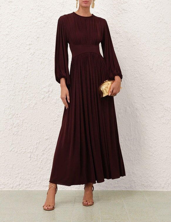 Luna Billow Maxi Dress Mahogany Online Luna Billow Maxi Dress Mahogany Online