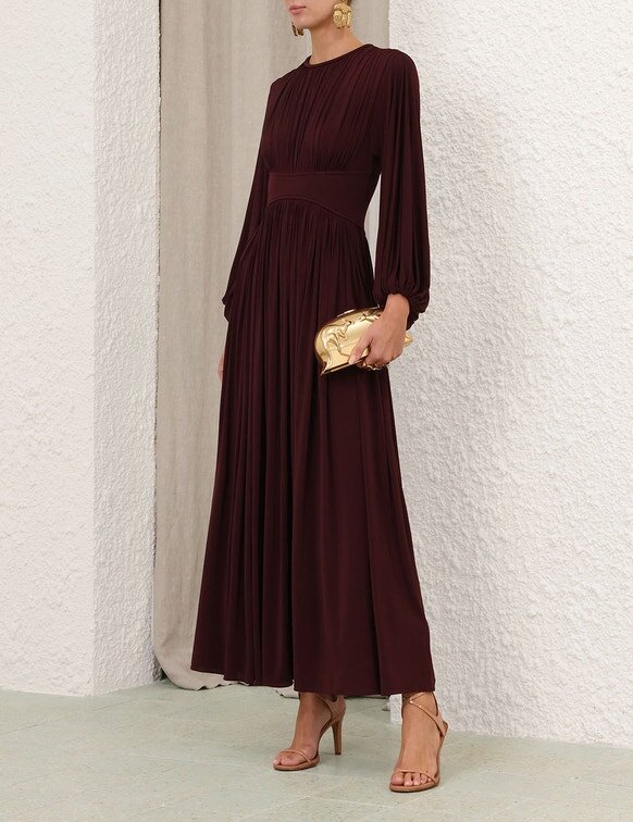 Luna Billow Maxi Dress Mahogany Online Luna Billow Maxi Dress Mahogany Online