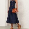 Luna Denim Utility Midi Dress Harbour Blue Online Luna Denim Utility Midi Dress Harbour Blue Online