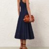 Luna Denim Utility Midi Dress Harbour Blue Online Luna Denim Utility Midi Dress Harbour Blue Online