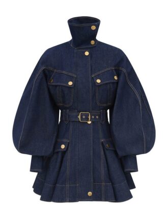 Luna Denim Utility Mini Dress Harbour Blue Online