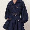 Luna Denim Utility Mini Dress Harbour Blue Online