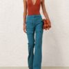 Luna Drill Flare Pant Teal Online
