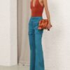 Luna Drill Flare Pant Teal Online