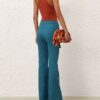 Luna Drill Flare Pant Teal Online
