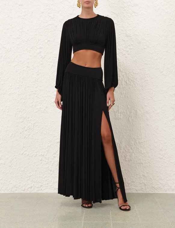 Luna Gathered Maxi Skirt Black Online Luna Gathered Maxi Skirt Black Online