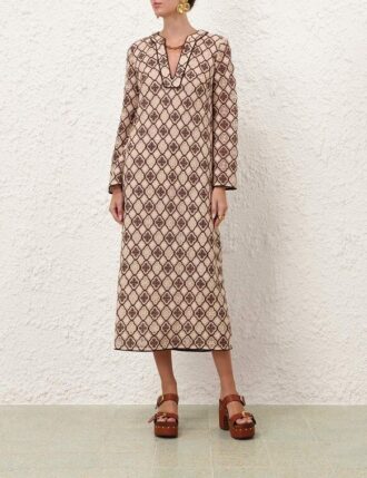 Luna Guipure Midi Dress Chocolate Cream Online