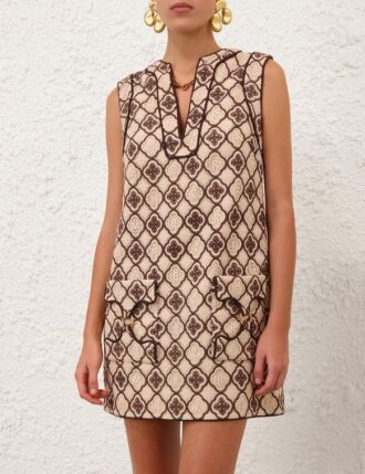 Luna Guipure Shift Dress Chocolate Cream Online