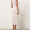 Luna Lace Frill Midi Dress Ivory Online