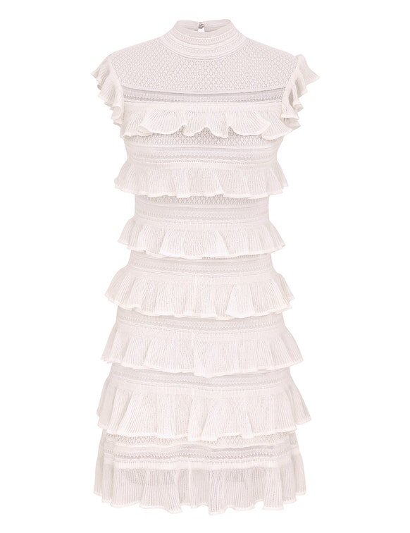 Luna Lace Frill Mini Dress Ivory Online Luna Lace Frill Mini Dress Ivory Online