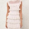 Luna Lace Frill Mini Dress Ivory Online Luna Lace Frill Mini Dress Ivory Online