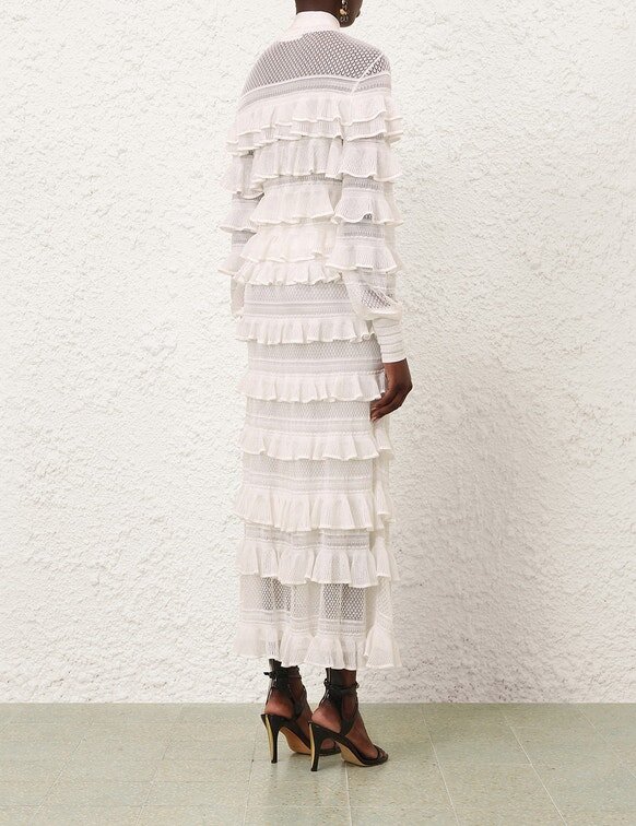 Luna Lace Frill Tie Neck Top Ivory Online Luna Lace Frill Tie Neck Top Ivory Online