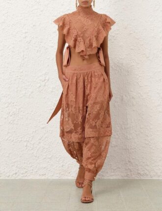Luna Lace Harem Pant Peach Online