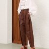 Luna Leather Barrel Pant Radical Brown Online