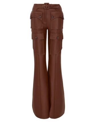 Luna Leather Flare Pant Radical Brown Online