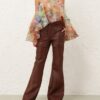 Luna Leather Flare Pant Radical Brown Online