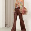 Luna Leather Flare Pant Radical Brown Online