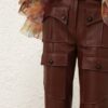 Luna Leather Flare Pant Radical Brown Online