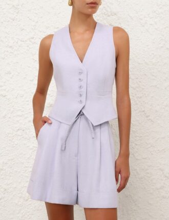 Luna Linen Waistcoat Lilac Online