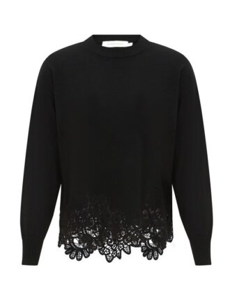 Luna Merino Lace Sweater Black Online