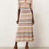 Luna Mouline Polo Midi Dress Multi Stripe Online