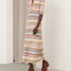 Luna Mouline Polo Midi Dress Multi Stripe Online