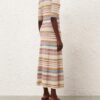 Luna Mouline Polo Midi Dress Multi Stripe Online