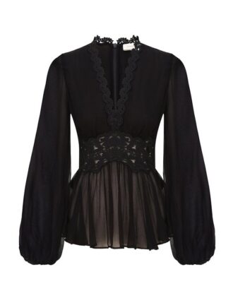 Luna Peplum Blouse Black Online