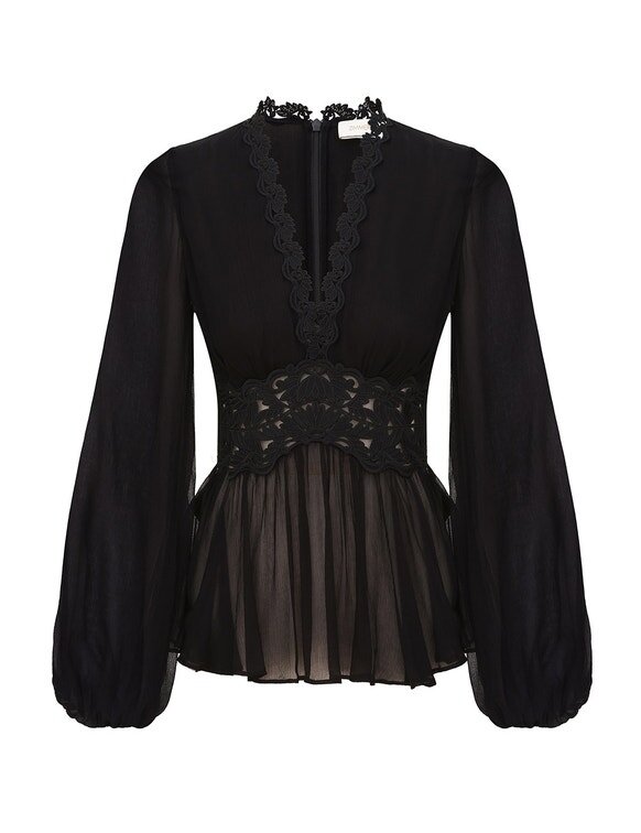 Luna Peplum Blouse Black Online Luna Peplum Blouse Black Online