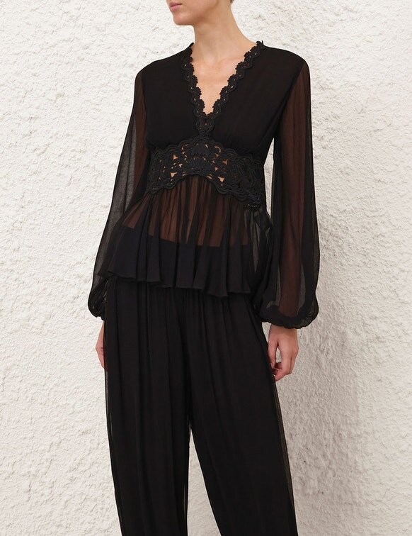 Luna Peplum Blouse Black Online Luna Peplum Blouse Black Online